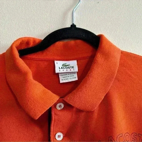 Lacoste Men’s Orange Polo - Size 6 (XL) - Picture 4 of 9